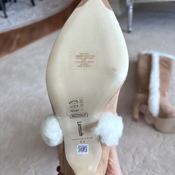 Cindy Hi Faux Fur Boot In Peanut Suede and Natural Shearling -Size 8.5 - Picture 5 of 11